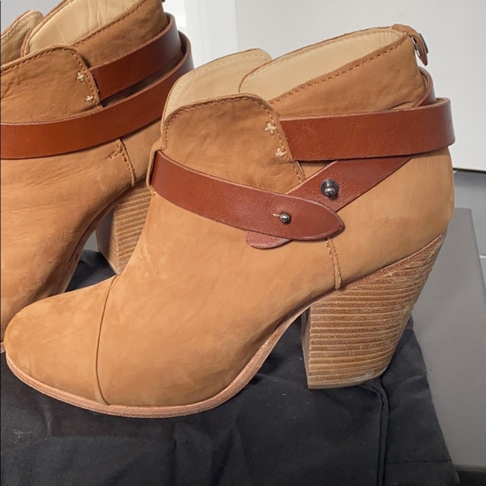 Rag & Bone Camel Suede Harrow Stacked Heel Booties - image 3